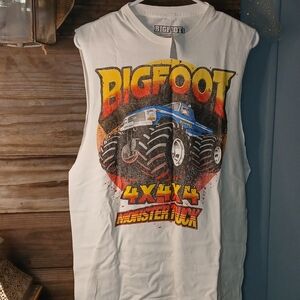 Tilly's White Sleeveless Bigfoot Monster Truck Tee